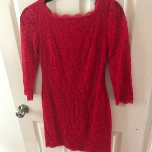 Adrianna Papell Red Lace Dress